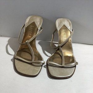 Ralph Lauren Strappy Metallic Heels Size 8 B